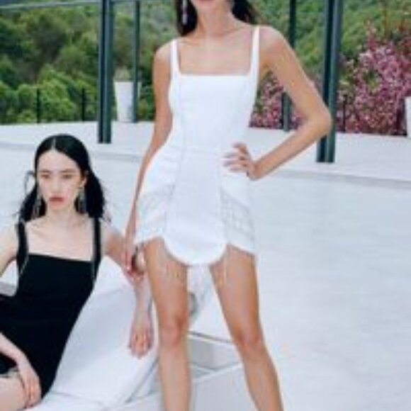 ZEYNEP TOSUN White Shiny Stone Rhinestone Dress, Size US 6 - Picture 1 of 11